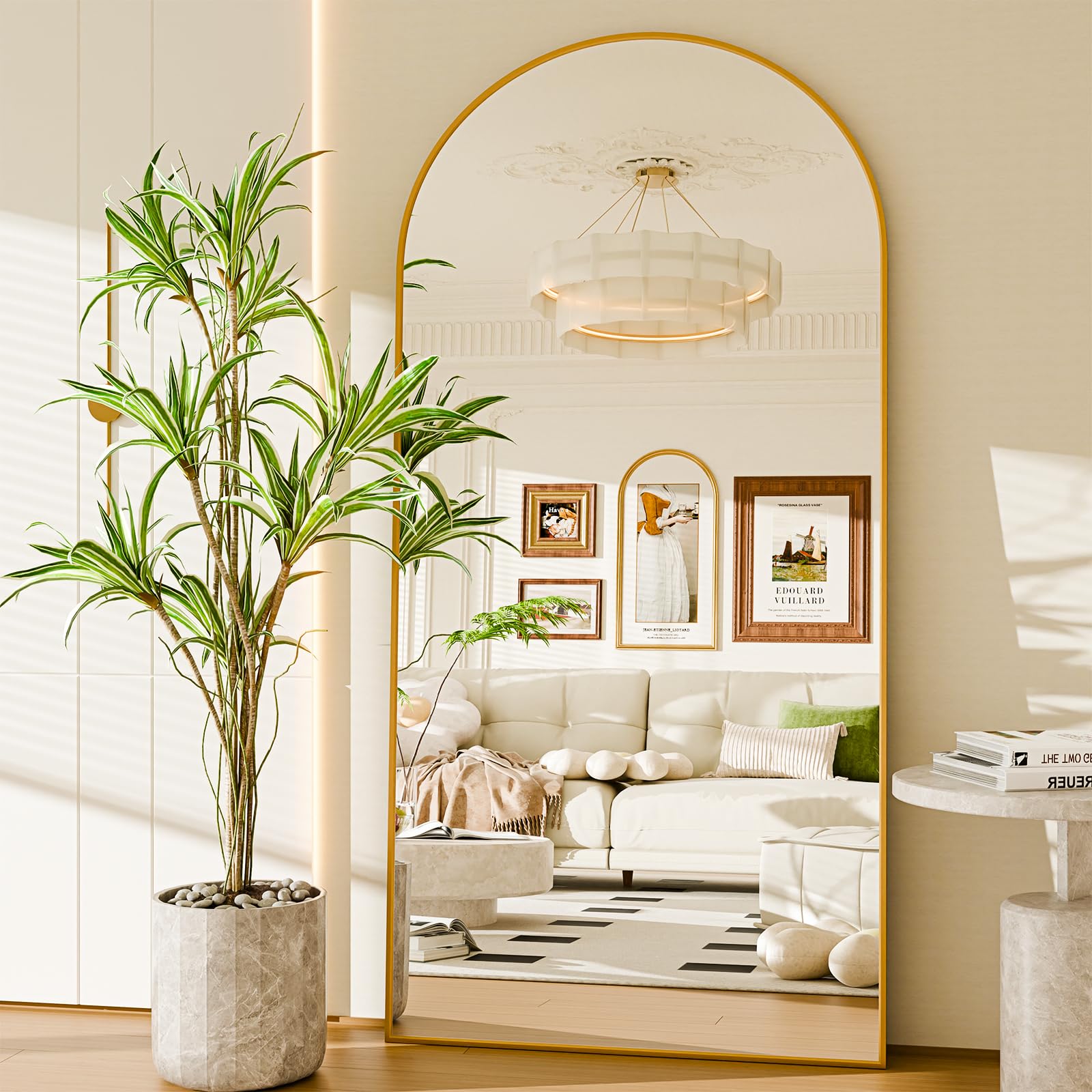 Photo 1 of NBGV 76"x34" Floor Mirror Full Length, Arched Full Length Mirror with Stand, Large Full Body Mirrors for Bedroom Living Room or Cloakroom Gold