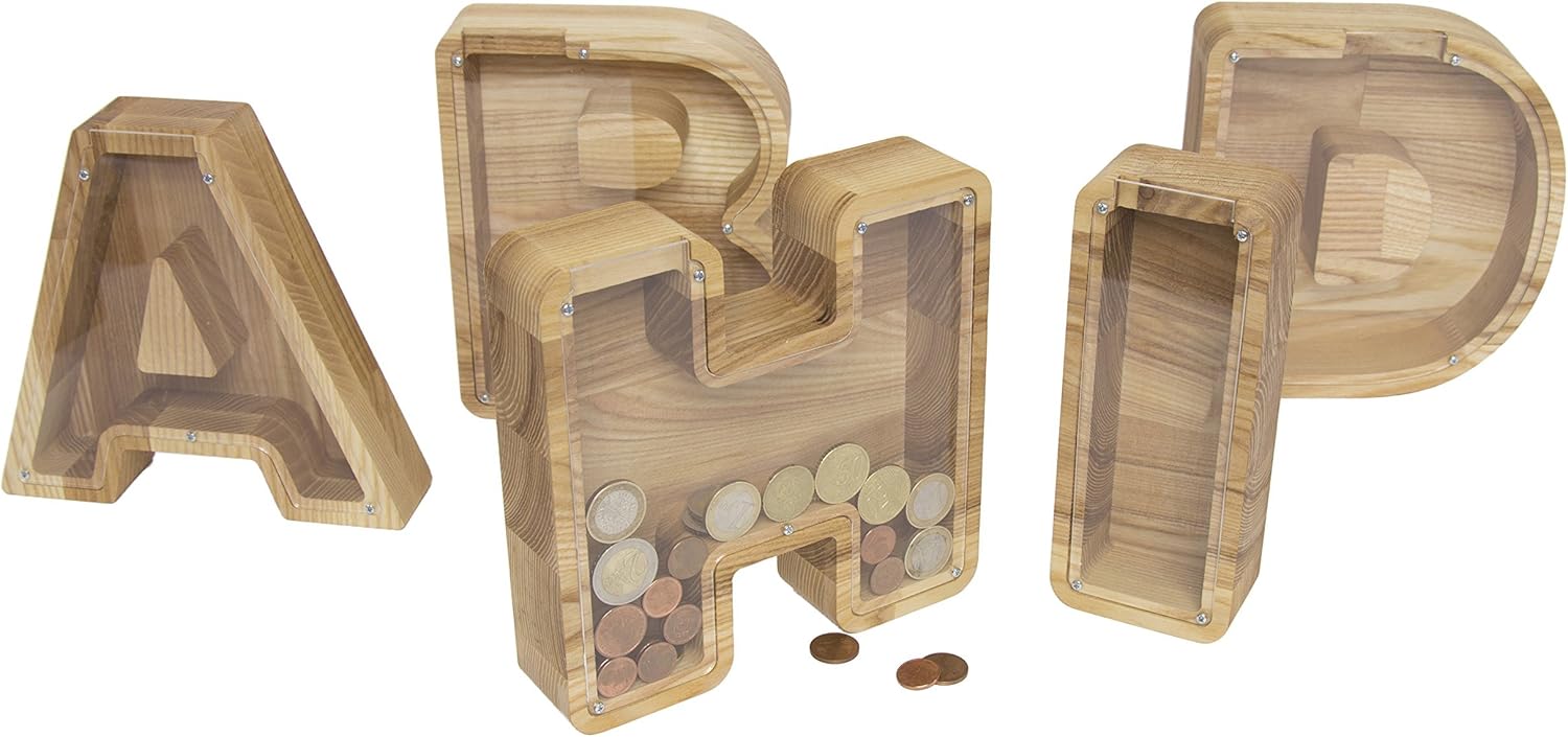 A Letter Money Box Bank - Kids piggy bank - Collecting coin - Money box - Piggy bank - Wood money box - Wooden money box - Babyshower gift - Toddler gift