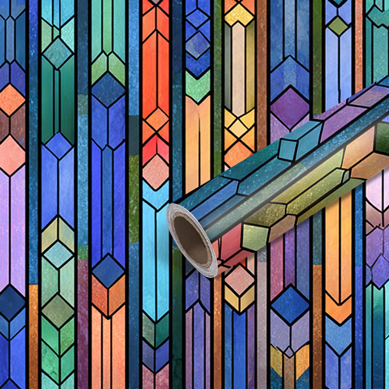 Nuxovilar Glass Geometric Stripe Wallpaper Peel Stick Vinyl 15.75x39.37