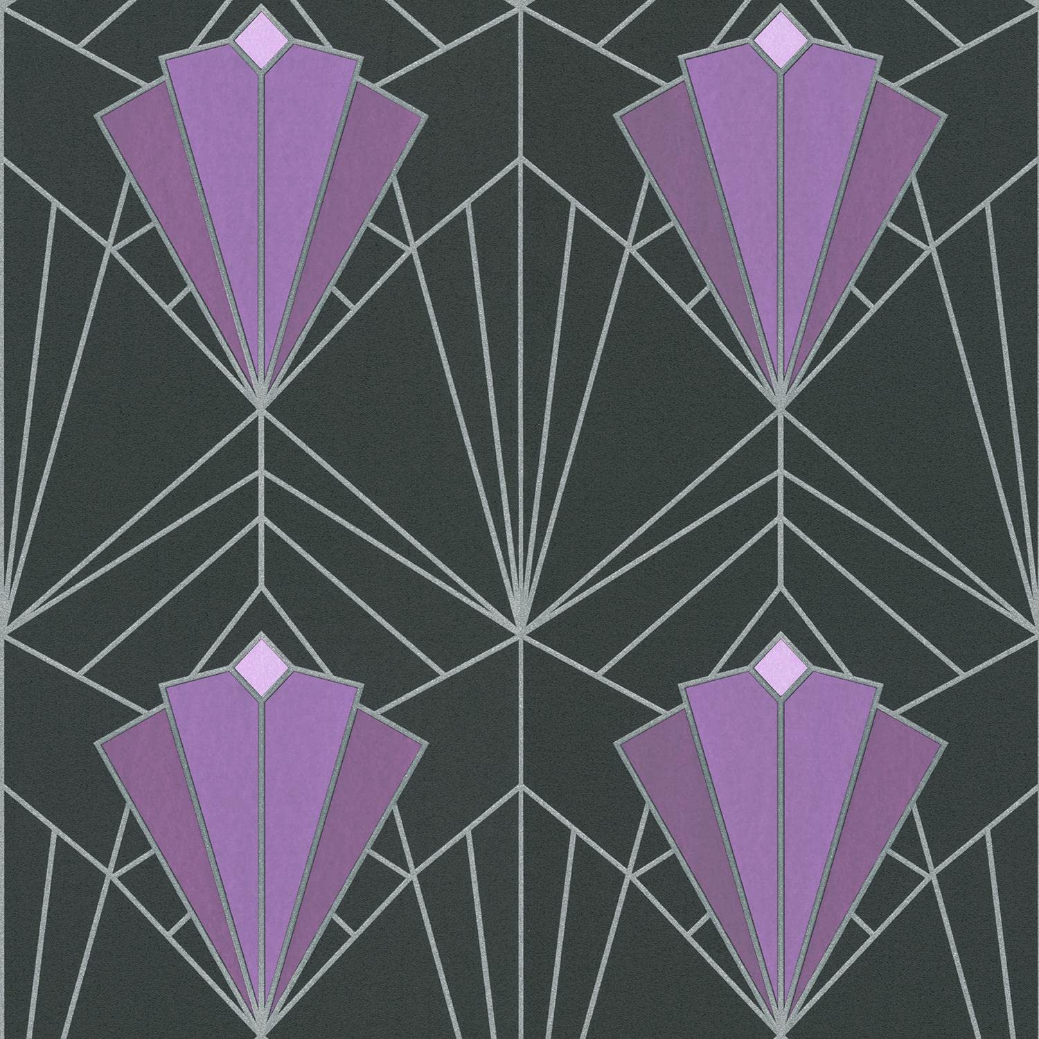Yöl Purple/Silver-Full Roll Full Roll Isadora Silver Wallpaper Paste The Wall Glitter Textured Vinyl