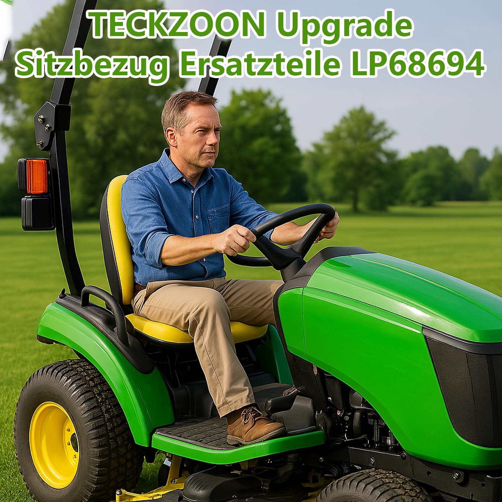 Funda de Asiento para cortacésped Tractor, Tela Oxford 300D, Funda LP68694 Compatible con John Deere Tractor & Gator 1025R 2025R, Resistente a la Intemperie hasta 45 × 12 cm