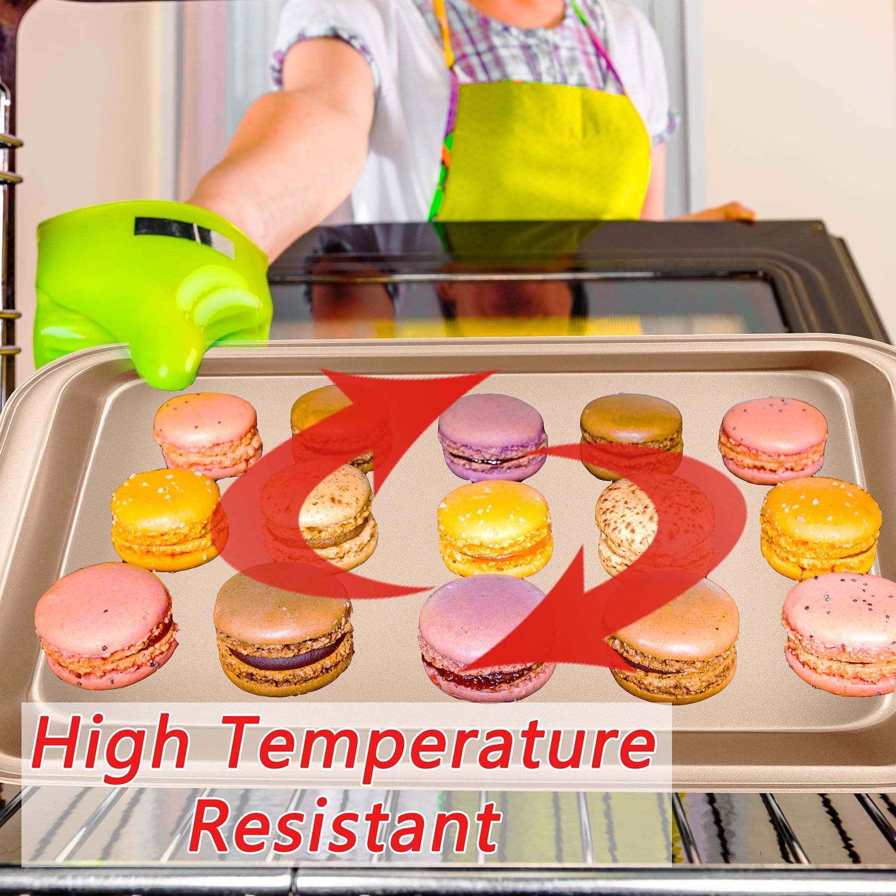 mobzio - Juego de sartenes antiadherentes para hornear, 5 piezas para horno, utensilios para hornear con molde redondo/cuadrado, molde para magdalenas, molde para pan, asado, juego de bandejas para
