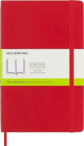 Miniatura 1 de Moleskine - Cuaderno clásico, tapa blanda, tamaño L (5 x 8.25 pulgadas), lisoen blanco, rojo escarlata, 192 páginas