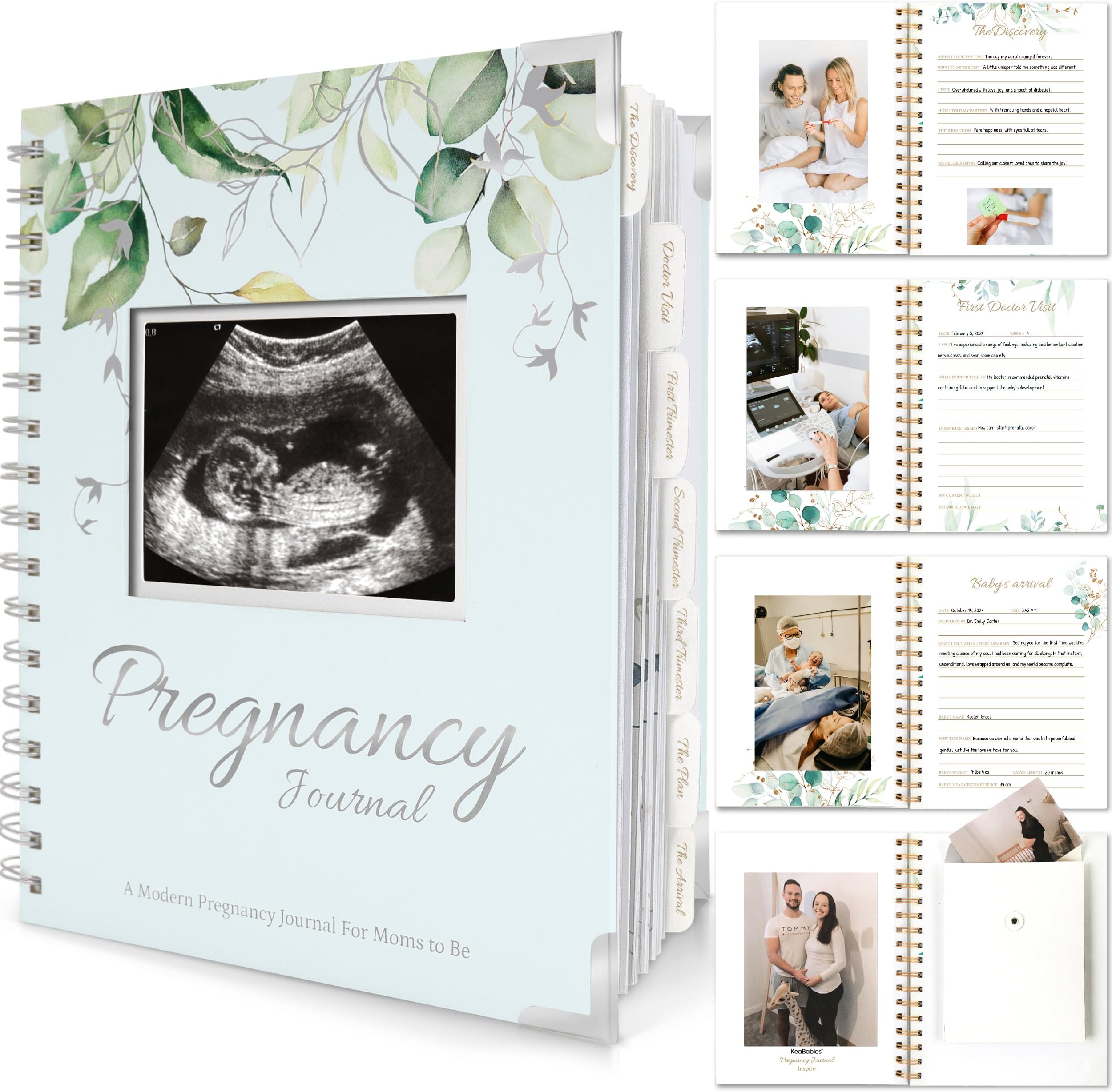 Pregnancy Journal for First Time Moms Gifts - 90 Pages Hardcover Pregnancy Memory Book, Beautiful & Cute Baby Book Keepsake, Ultrasound Baby Scrapbook, New Mom Gifts for Mother's Day (Frost)