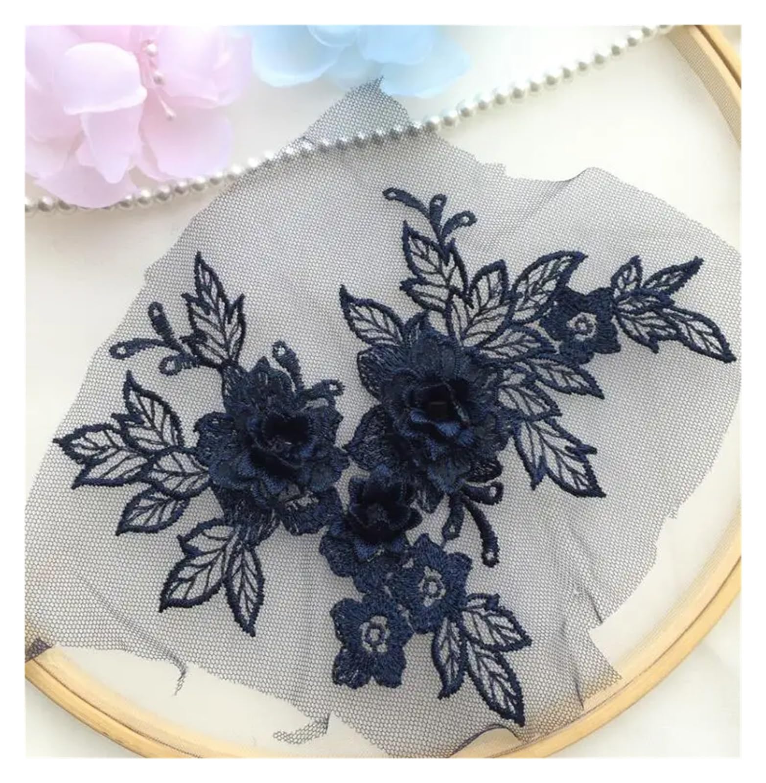 Dentelle 3D brodée mercerie loisirs créatifs customisation vêtement sac