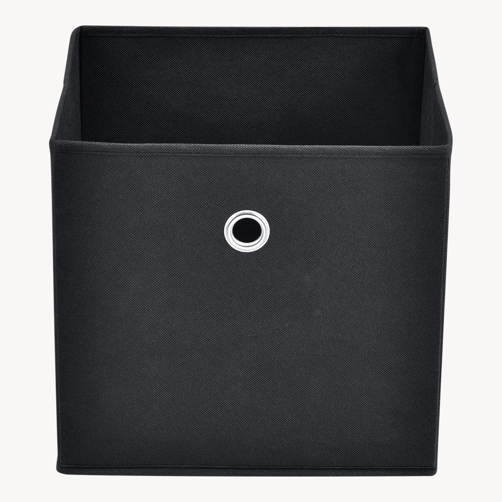 [en.casa] Set de 10 x Caja de almacenamiento plegable 28x30x30cm Juego de 10 Cajas Almacenaje Organizadoras con Asa Contenedores para Ropa o Juguetes Negro