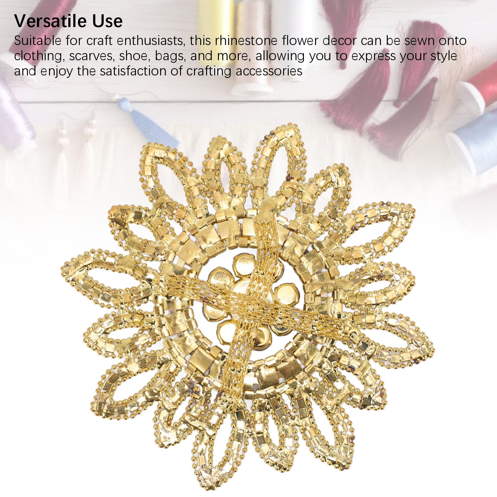 Glass Rhinestone Sunflower Round Flower Shape Decor with Circular Stereoscopic Appearance, Dazzling Brilliance for Clothing Shoe Bag Jewelry Decoration — view 9