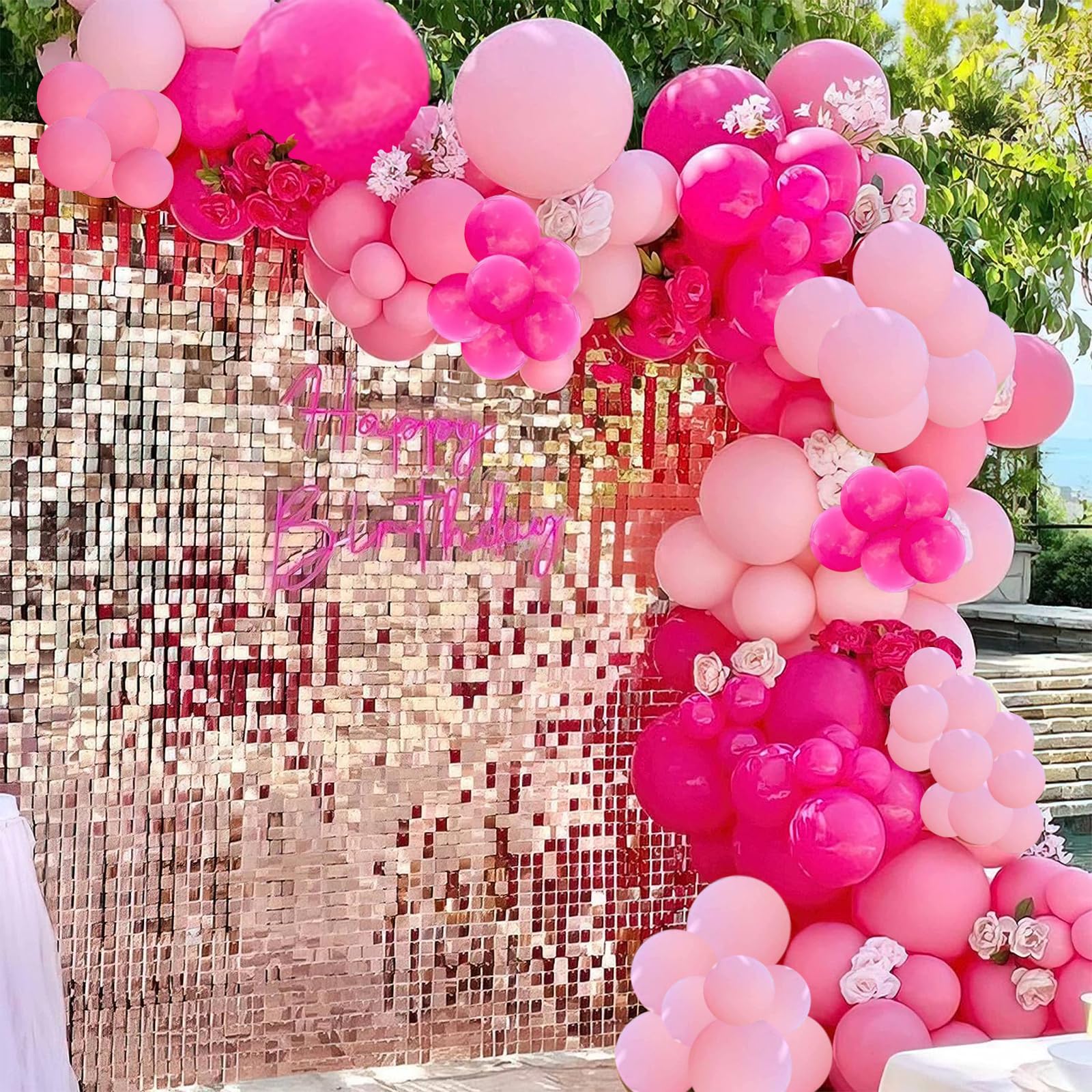 DUGEHO Balloon Arch Kit,Pink Balloons,112 PCS Balloon Arch Garland Kit,Metal Balloons for Christmas Decorations Birthday Wedding Anniversary Party Graduation