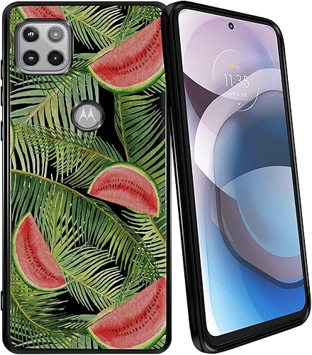 Miniatura 5 de CasesOnDeck Black Case for Motorola Moto One 5G Ace (2021)  Moto One 5G Ace TPU CaseGel Flex TPU Tropical Floral Series - Flexible Ultra Slim Black
