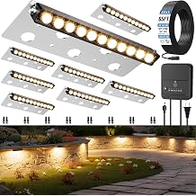 All-in-One Retaining Wall Lights with Transformer, 2700K Hardscape Lighting, Low Voltage Landscape Lighting, IP68 Waterproof Outdoor Step Lights Fence Decor for Patio Stairs, 3W Lights 8-Pack