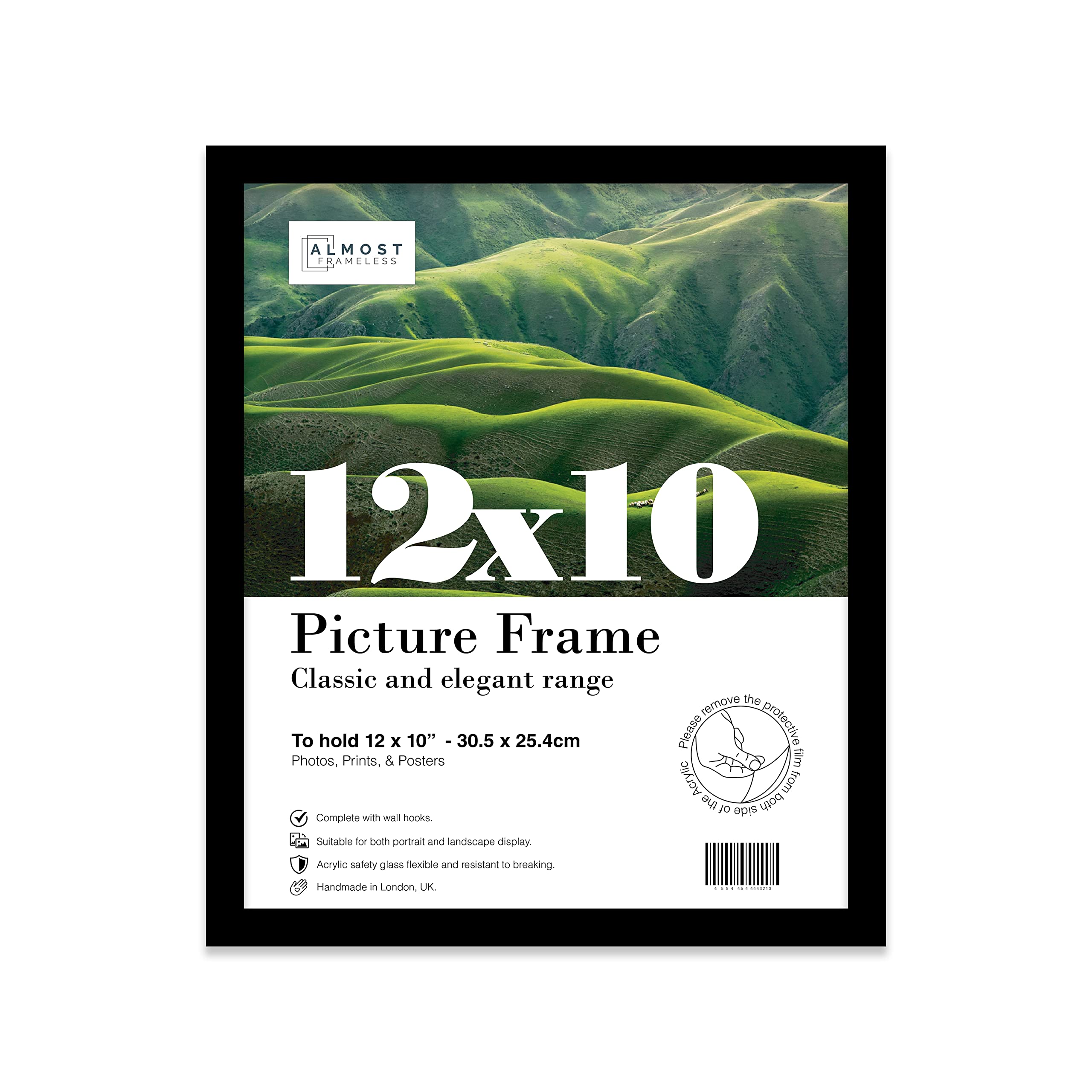12x10 Inch Black Photo Frame Wall Mountable and Freestanding Picture Frame Standard Photograph Size, 12" X 10" (31 X 25cm)