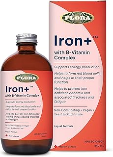 Flora Iron+ Liquid Iron Supplement, Vegan, Non-constipating, 240 mL