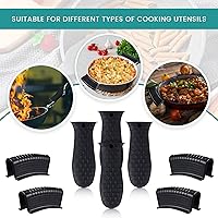 Vista 6 de Patelai Juego de 8 piezas de soportes para ollas de silicona, cubierta para mango de hierro fundido, resistente al calor, soportes para mango