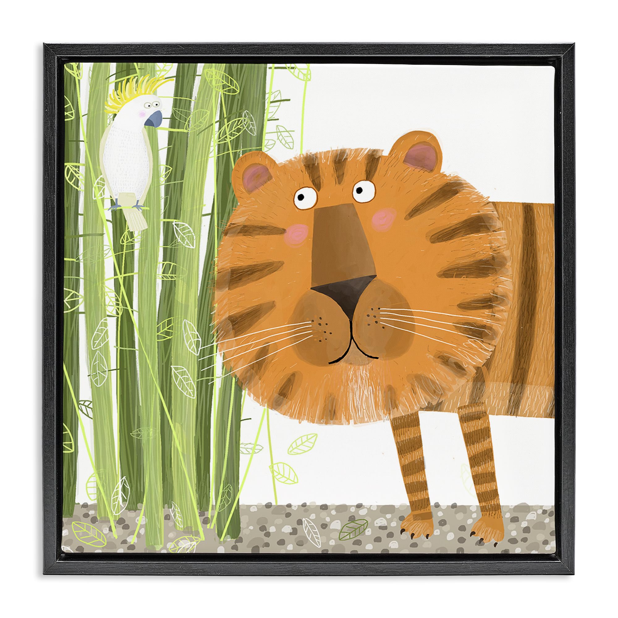 Stupell Industries 'Bamboo Trees & Tiger', Floating Frame Canvas Art, Black, 25 x 25 Inches, Easy to Hang and Sturdy, Made in USA, by Carla Daly