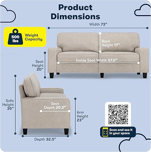 Miniatura 133 de Serta Palisades Sofás Tapizados para Sala, Sofá de Diseño Moderno, Tela, gris (Glacial Gray) gris (Glacial Gray),Beige,Marrón,Alforfón Beige,Marrón