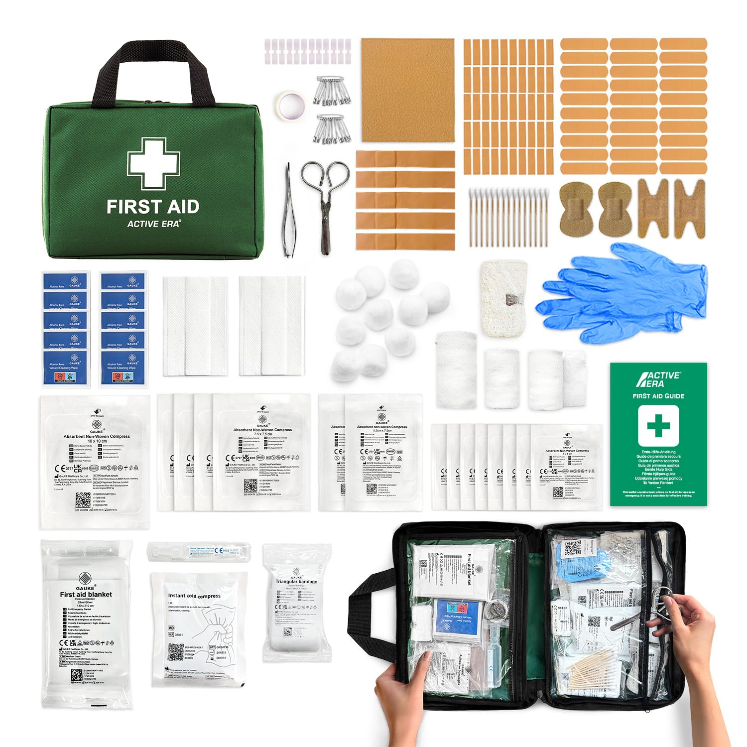 180 Piece Premium First Aid Kit Bag - Includes Eyewash, 2 x Cold (Ice) Packs and Emergency Car Blanket for Home, Office, Caravan, Workplace, Travel