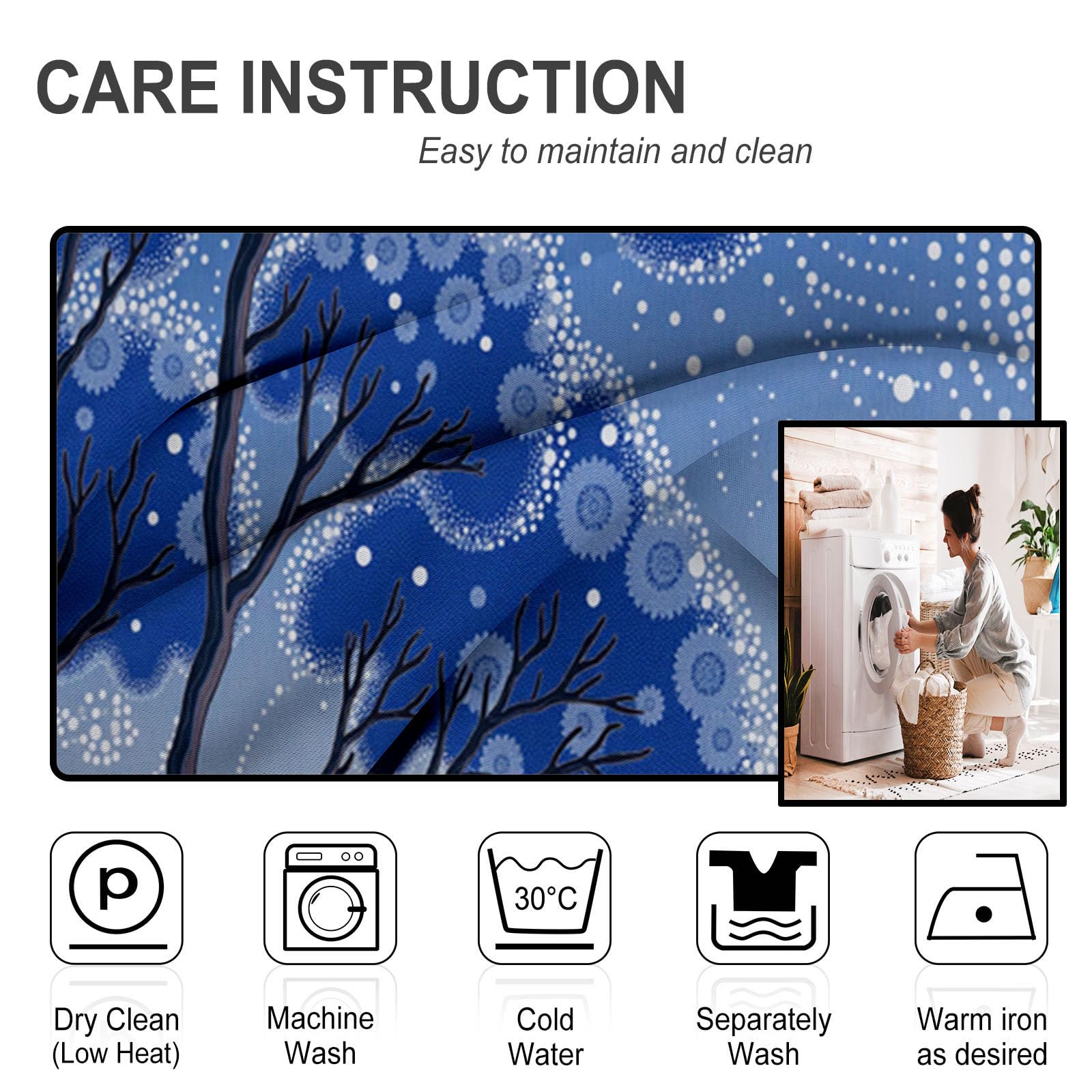Cortinas Opacas Sencillez Bosque Impresión,3D Soñador Arbustos Canguros Cortinas Blackout Termicas Aislantes Frio y Calor con Ojales para Dormitorio Salon 2 Piezas 140×225cm,Azul