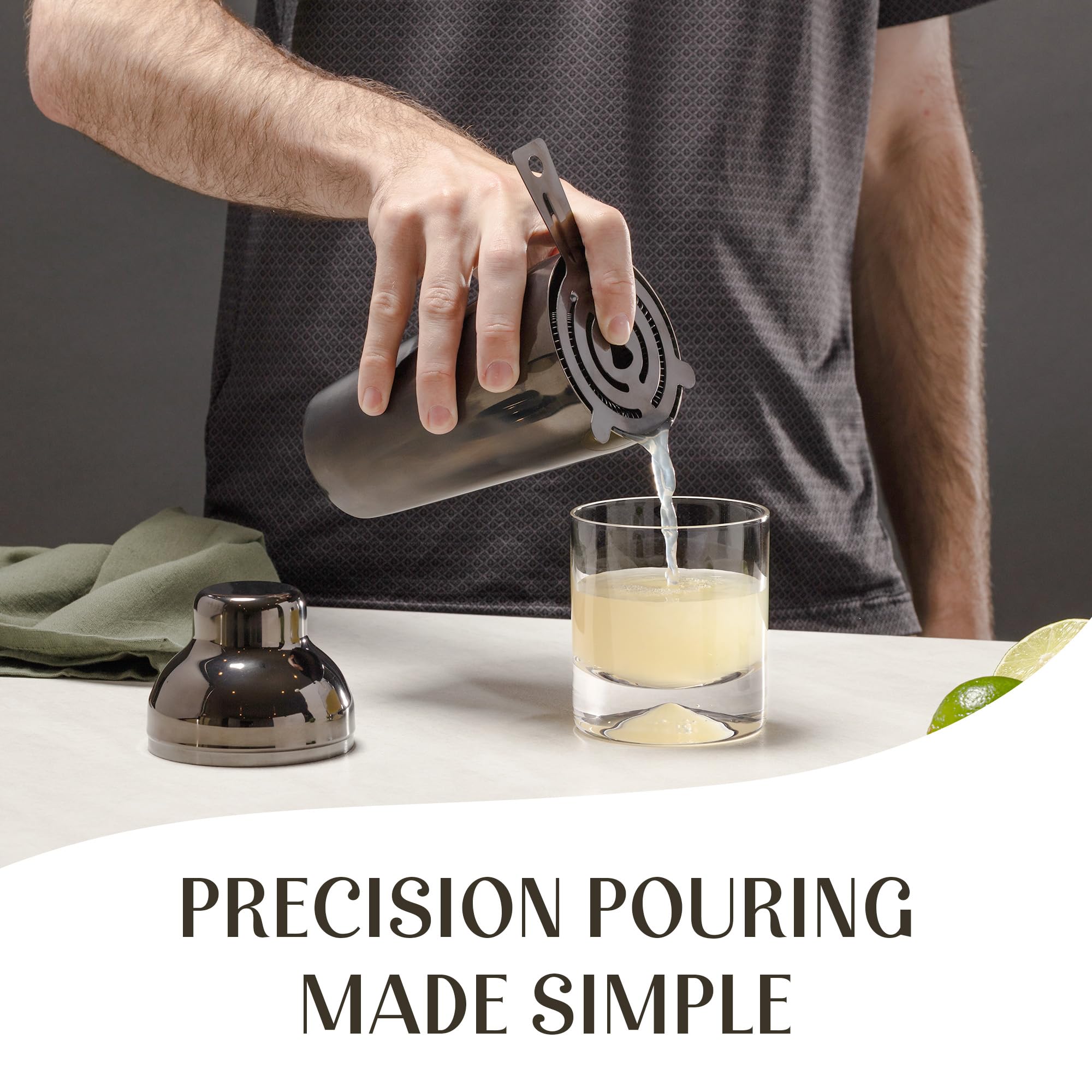 Kit de camarero: juego de herramientas de barra de 10 piezas con soporte de bambú | Kit de barman perfecto para el hogar y coctelera Martini Gran experiencia de mezcla de bebidas | 7