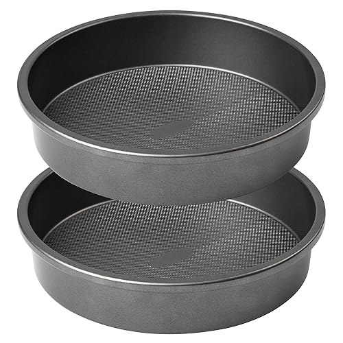 Tiawudi 9" Round Cake Pan Set of 2, 0.8mm Thick Heavy Duty Bakeware for Tiered & Layered Cakes, Nonstick Baking Pan with Diamond Texture for Even Heating, Cake Mold - 2 - Gray