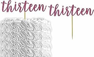 Glitter Number"Thirteen" 13th Birthday Cake Topper | Thirteen Birthday Party Cake Topper | Anniversary Party | Decorations (Pink)