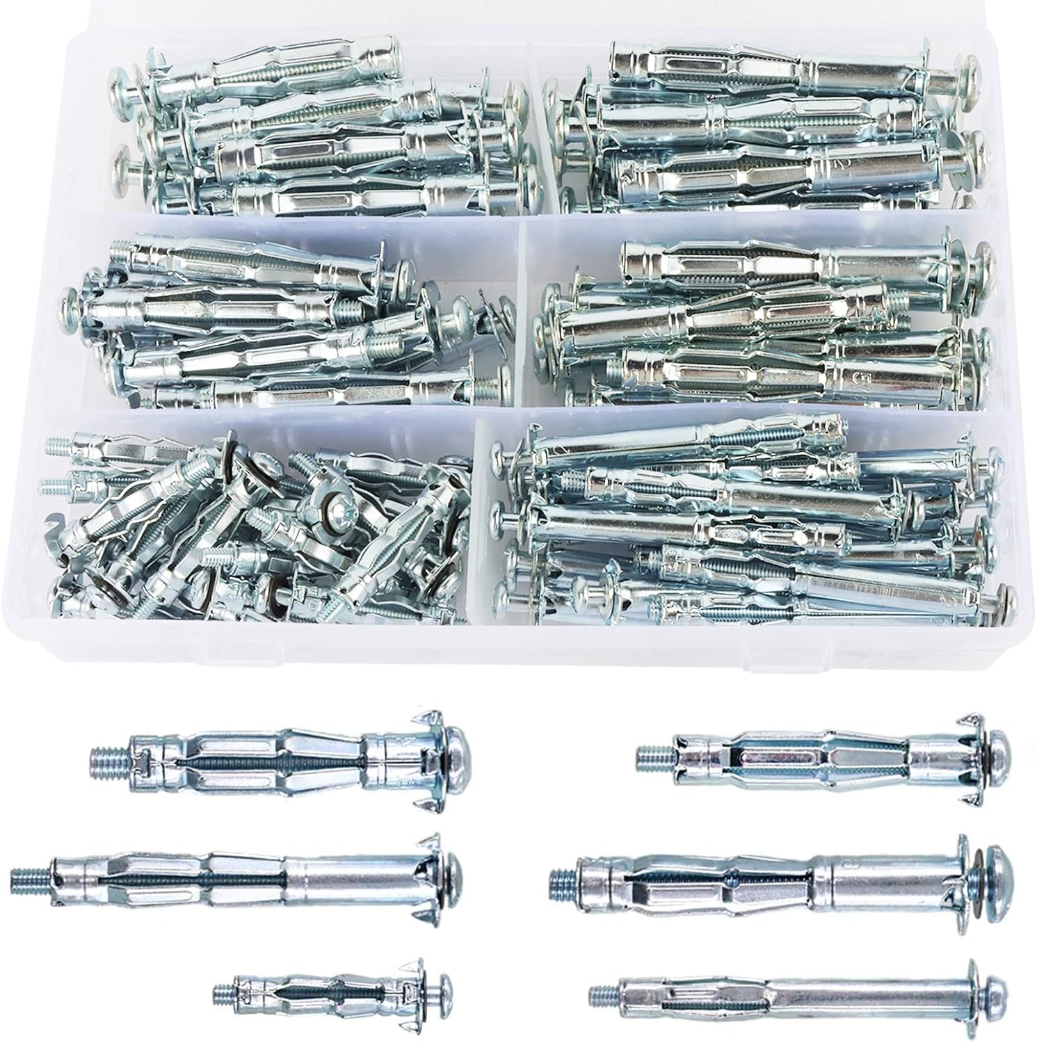 CHAZAIDL 80Pcs 6 Sizes Molly Bolt Drive Hollow Wall Anchor Screws Assortment Kit