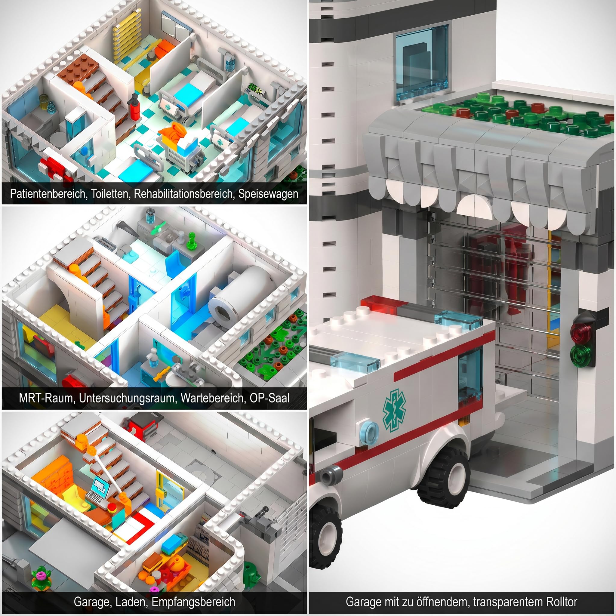 Klemmbausteine Krankenhaus mit Helicopter & Krankenwagen - 4953 Teile Hospital City Haus Architecture, Stadt Gebäude Modular Buildings Set für Erwachsene - Sammlerstück Geschenk