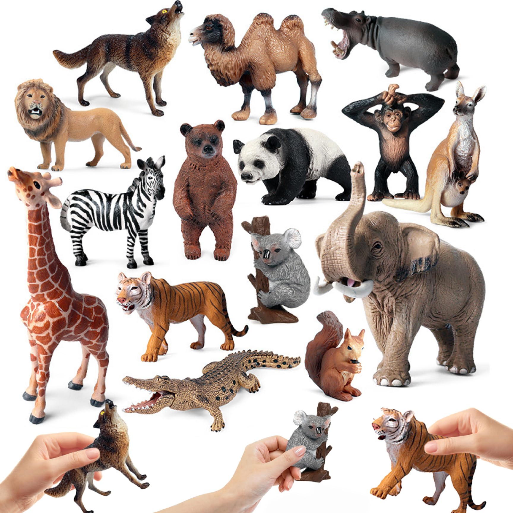 15 Mini-Tierfiguren, realistische Wildtierfiguren aus Kunststoff für wissenschaftliche Projekte und Kuchendekoration, frühpädagogisches Modell für Kleinkinder