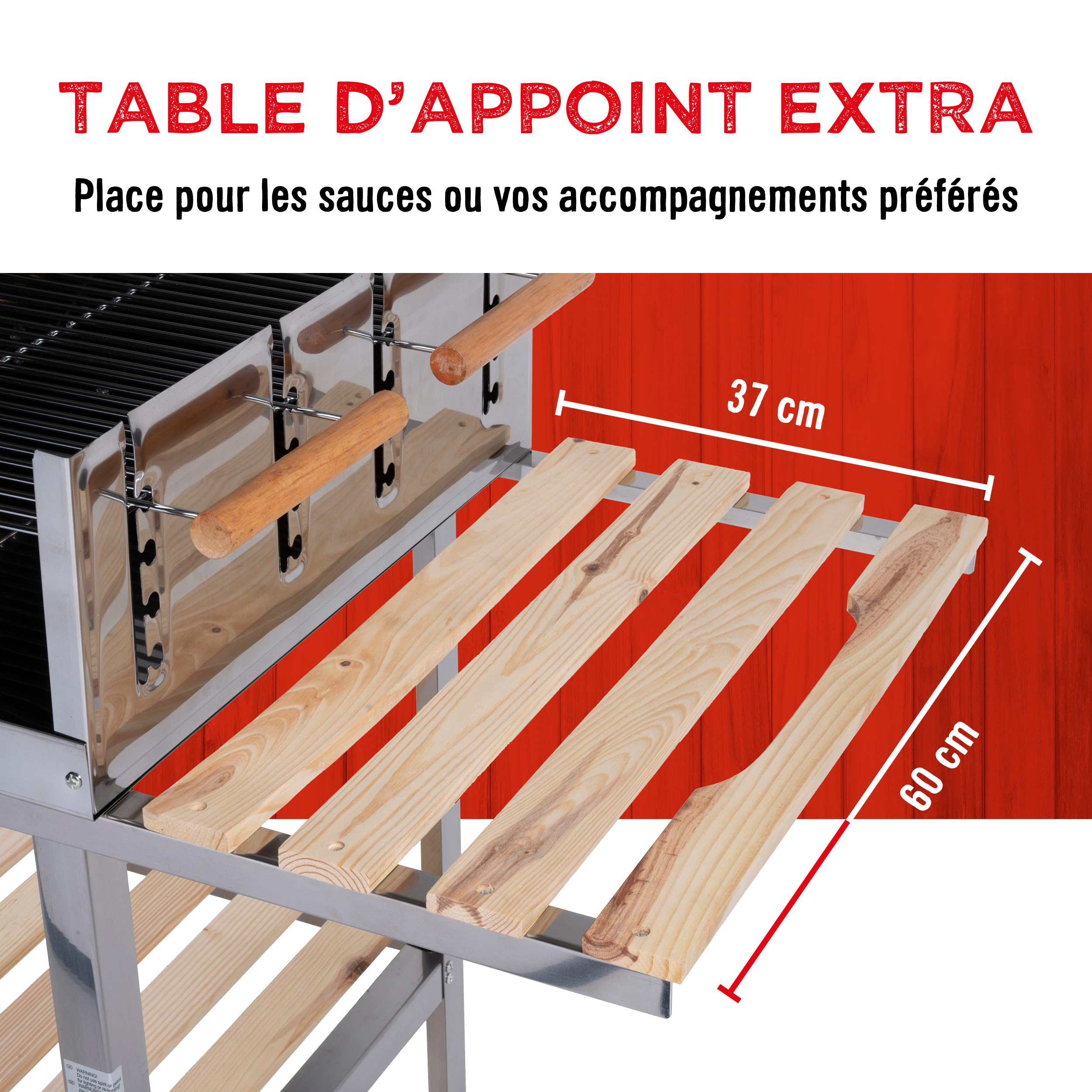 BBQ Collection Barbecue à Charbon de Bois Grande Taille - Grille avec Roues - Barbecue Bois 2 Grilles - 98 x 56 x 85 cm - Fumoir Jardin