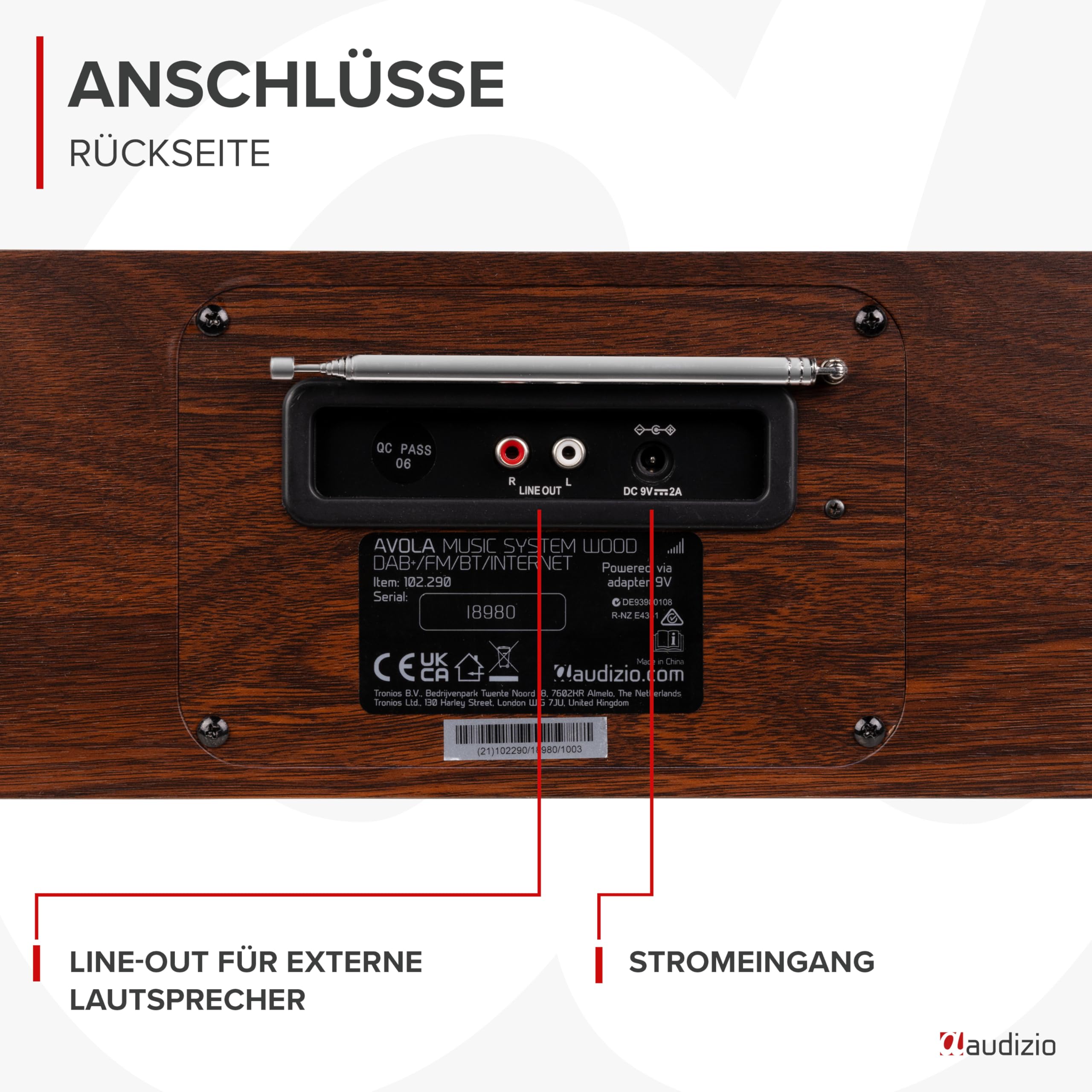Audizio Avola: DAB+ Internetradio Mit CD-Player | WLAN, Bluetooth & FM | Hochwertiger Sound | DAB Plus Radio in Holz Braun