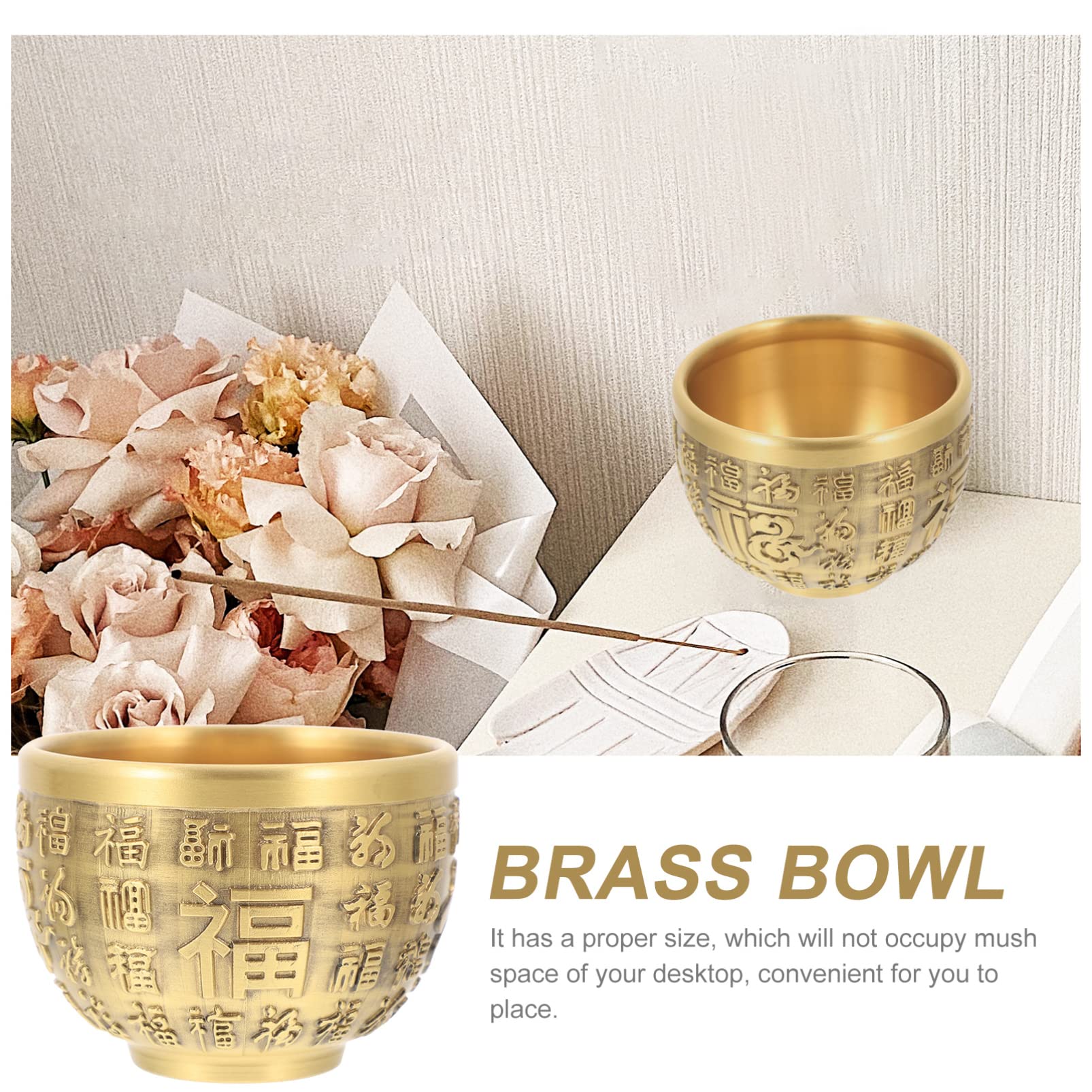 Ciotola per soldi in ottone retrò cinese Fortune Bowl Feng Shui Ricchezza Porsperità Figurina Soldi Ciotola Successo Decorazione per la casa (dorato)