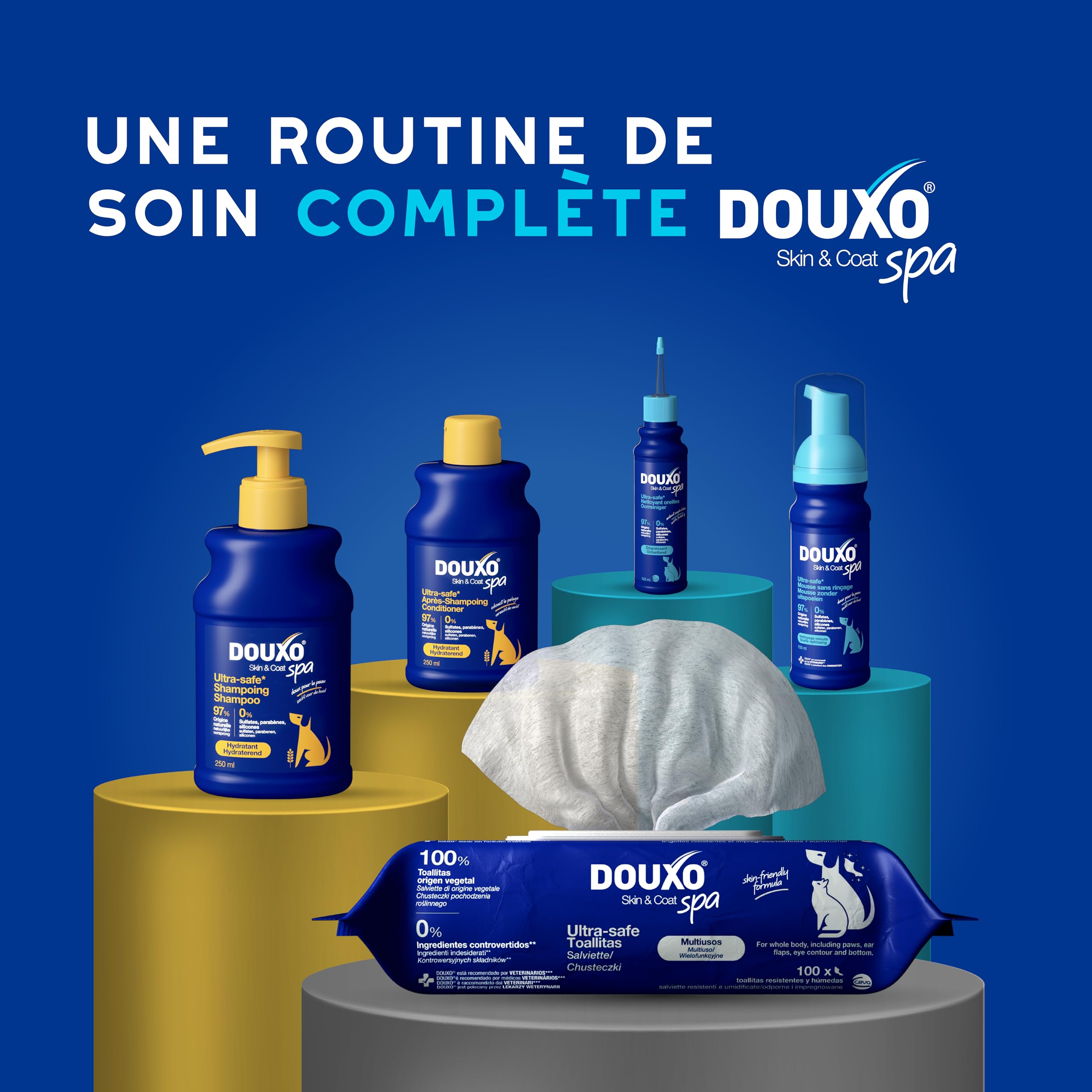 DOUXO Skin & Coat Spa - Ultra-Safe nettoyant auriculaire pour Chiens et Chats, 120 ML, nettoie l'oreille en Toute sécurité, Formule respectueuse de la Peau.