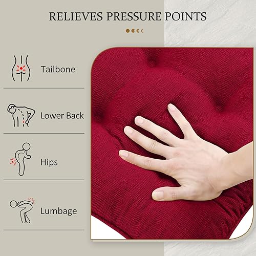 Miniatura 5 de LOVTEX Juego de 2 cojines para sillas de cocina, cojines antideslizantes para sillas de comedor, almohadillas de espuma viscoelástica triturada con