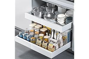 2-Pack Slide Out Cabinet Organizers with Adhesive (21" Deep)
