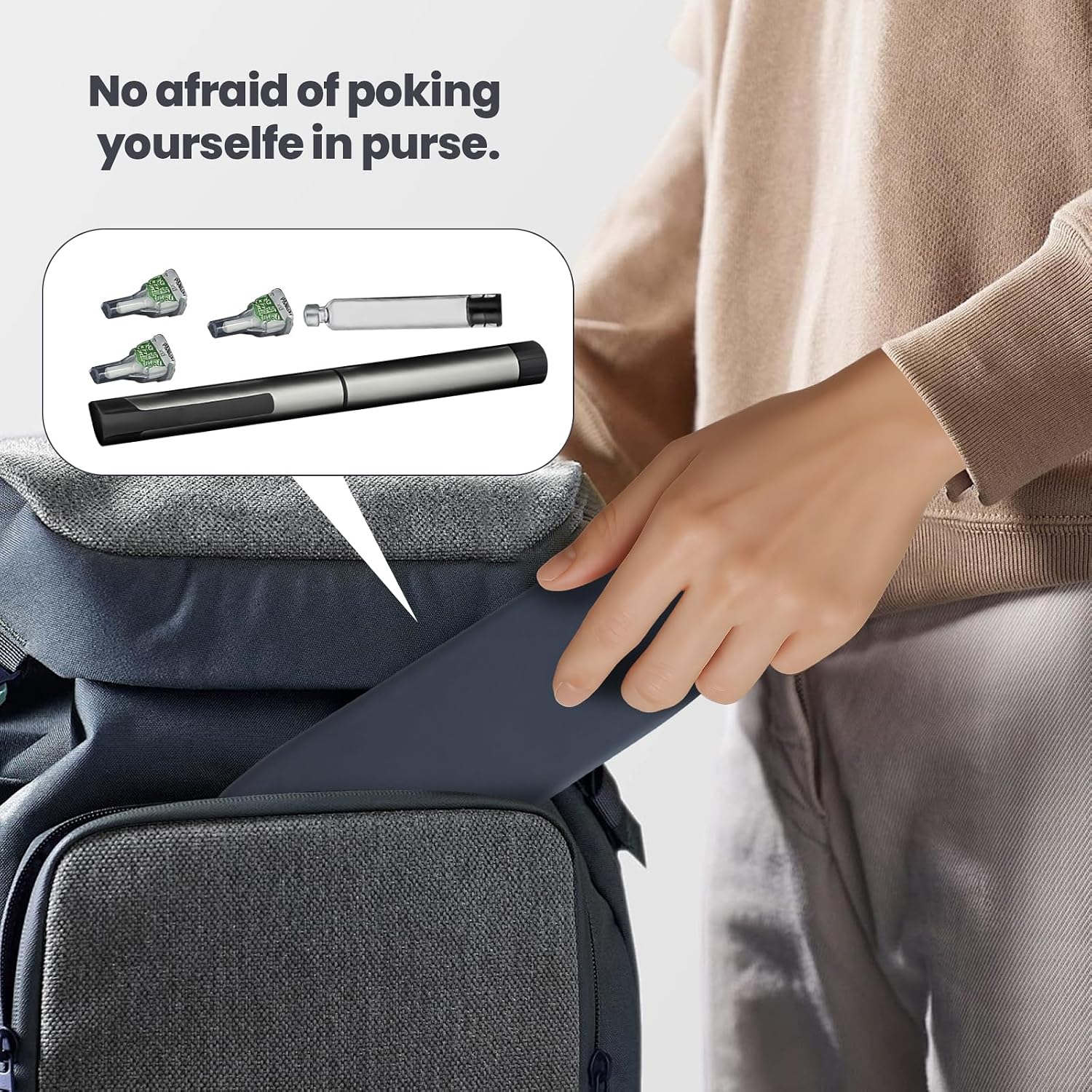 Insulin Pen Travel Case for 1 Pen, 3 Needles & 1 Cartridge – Portable Hard Shell Organizer for Diabetic Supplies – Compact Storage Holder for Daily or Travel Use (Case Only) (Black) image 5