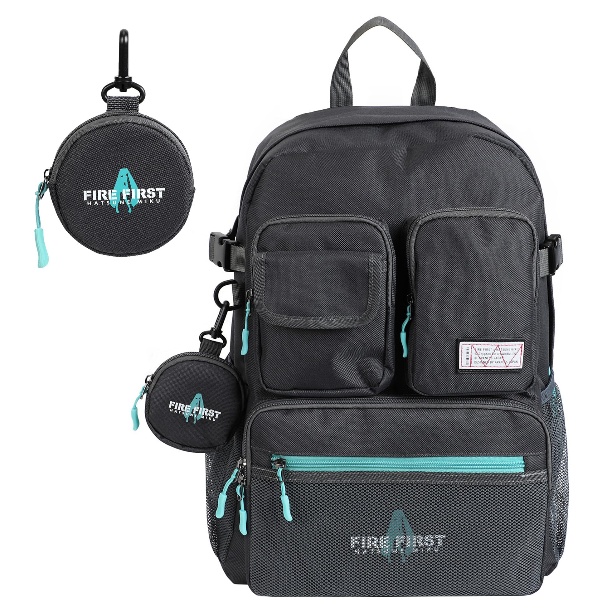 FIREFIRST x Hatsune Miku Backpack-Grey,24L-Miku Merch Birthday Gift
