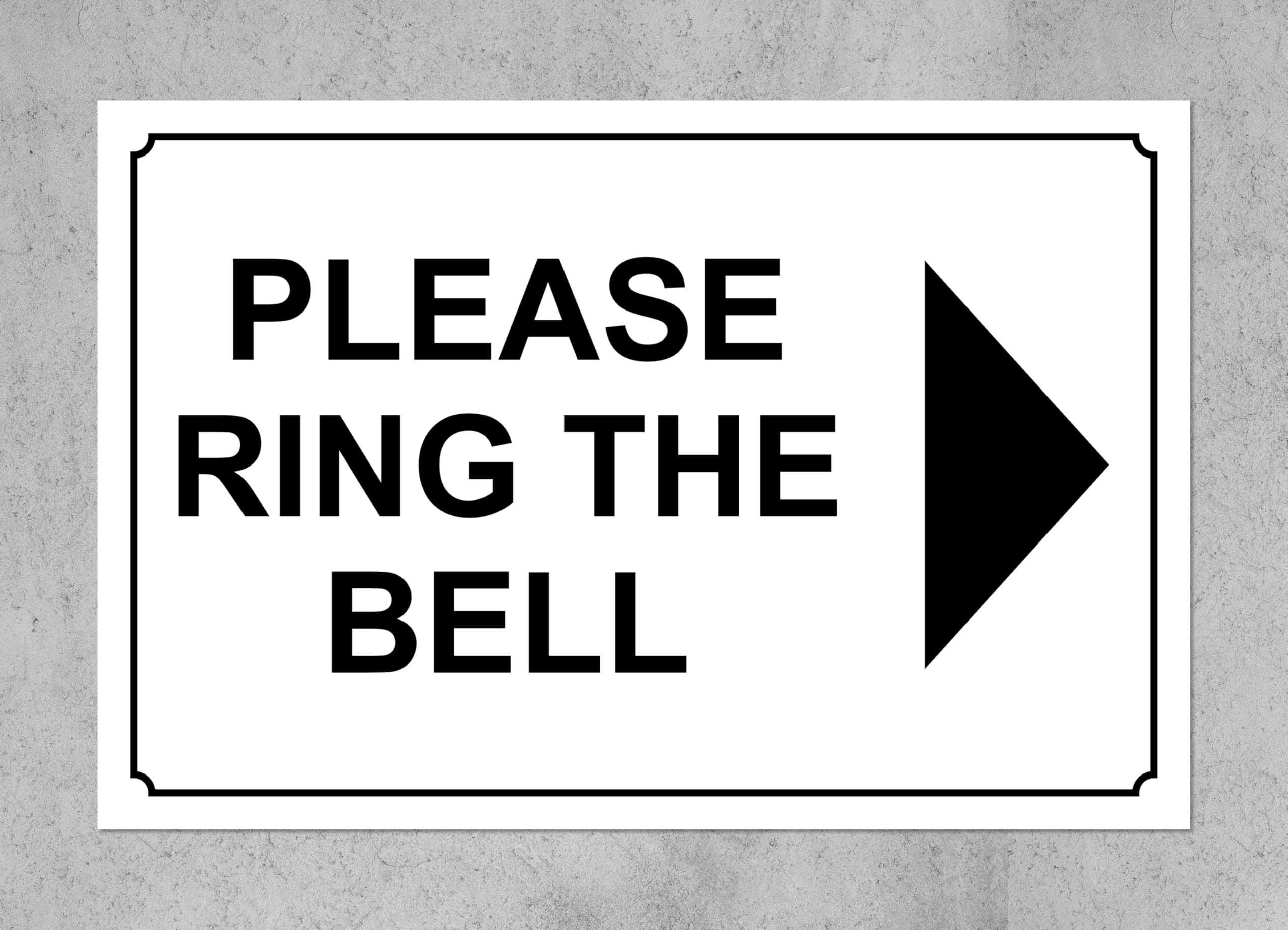 Please ring the bell right arrow Sign - Self adhesive sticker (200mm x 150mm)