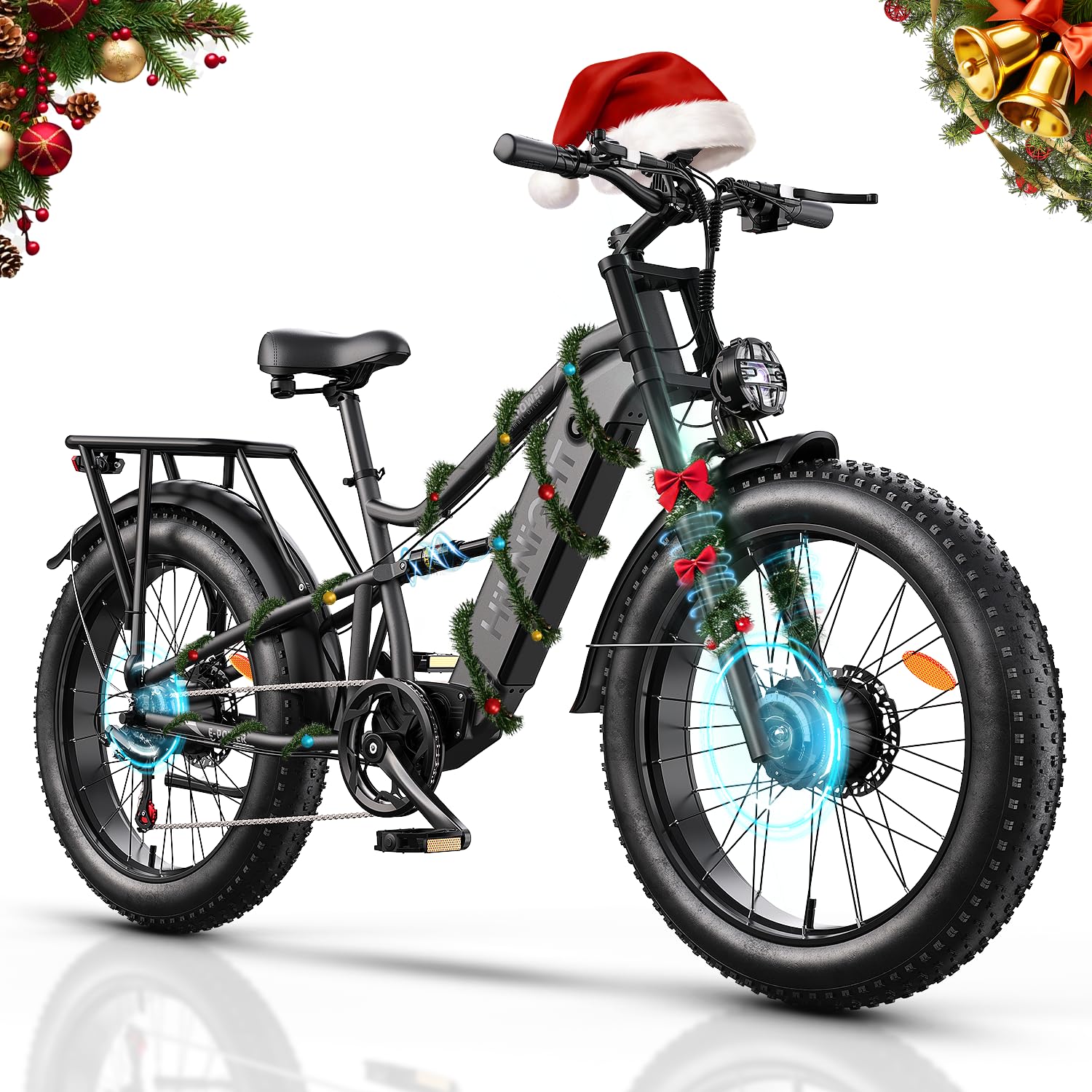 Dual Motor Electric Bike Peak 3000W, 52V 20AH Battery E Bike for Adults 26 Inch Fat Tire Mountain Electric Bicycle 38 MPH, Full Suspension Dual Hydraulic Disc Brake, Up to 90 Miles Range