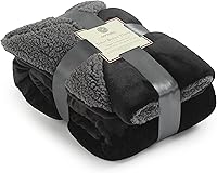 Vista 1 de Genteele Manta de Tiro Sherpa Súper Suave Reversible Ultra Lujosa de Felpa, 40 x 50 pulgadas, Negro/Gris