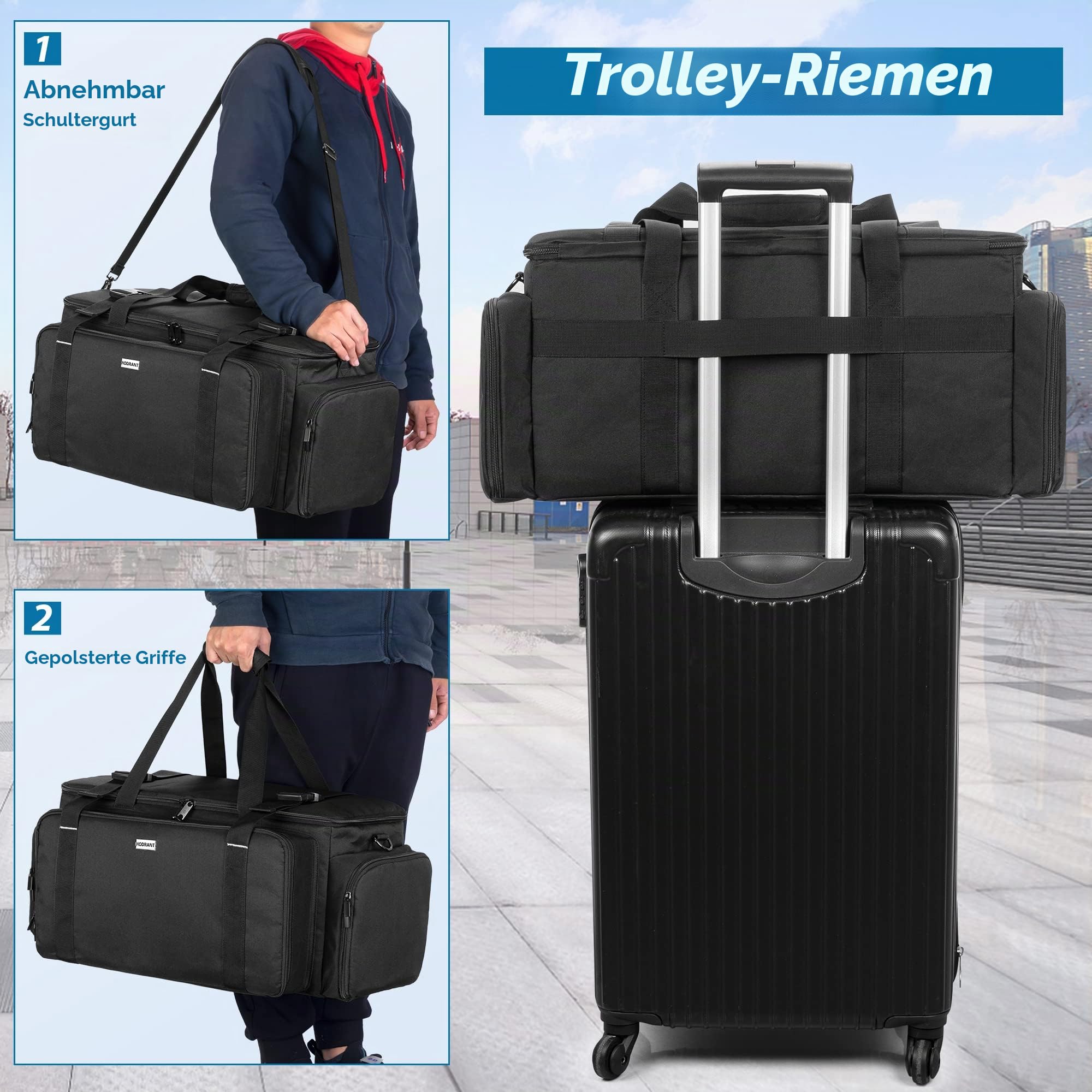 HODRANT Kabeltasche DJ Auftritte mit gepolstertem Boden und Trennwänden | Reise Organizer für DJ Ausrüstung für Mikrofone, 14" Laptop, Musikinstrument, Nur Tasche