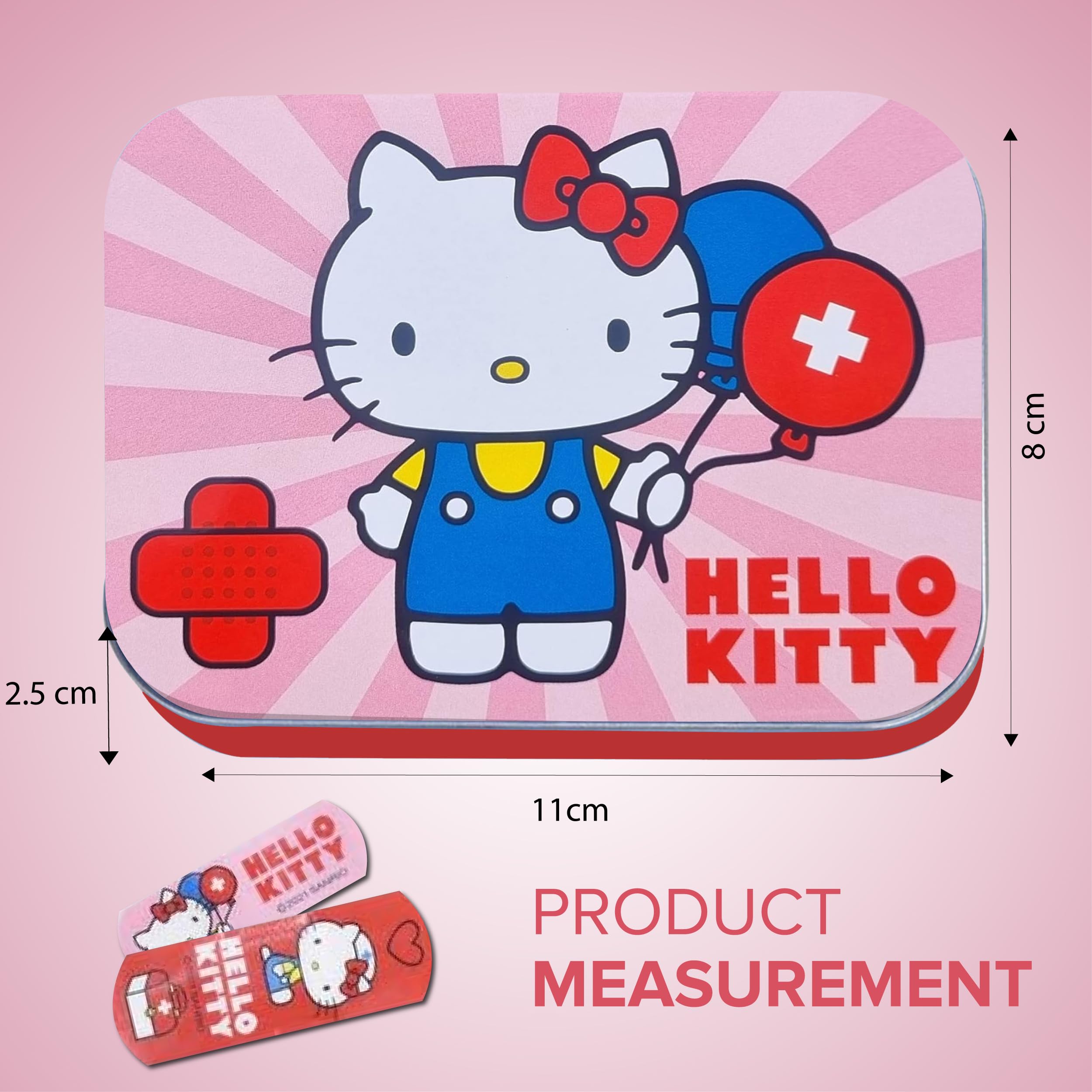 Hello Kitty różowe plastry dla dzieci, licencjonowany produkt, 12 sztuk, metalowe pudełko, 24 plastry, piękne wzornictwo, pudełko do przechowywania dla dzieci, nadają się do plecaka, torebki