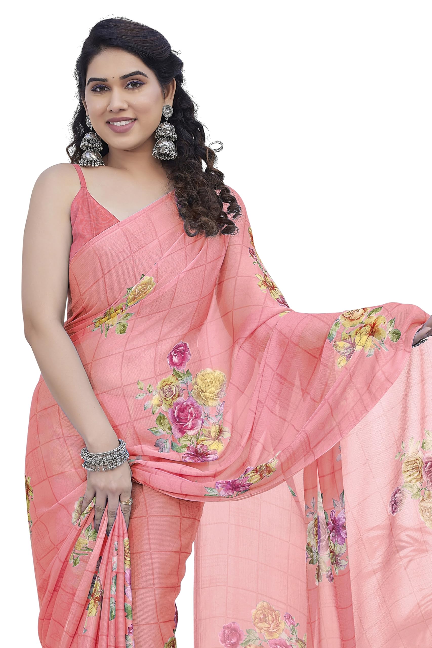 MIRCHI FASHION Women's Stylish Ethnic Chiffon Leheriya Printed Saree with Blouse Piece