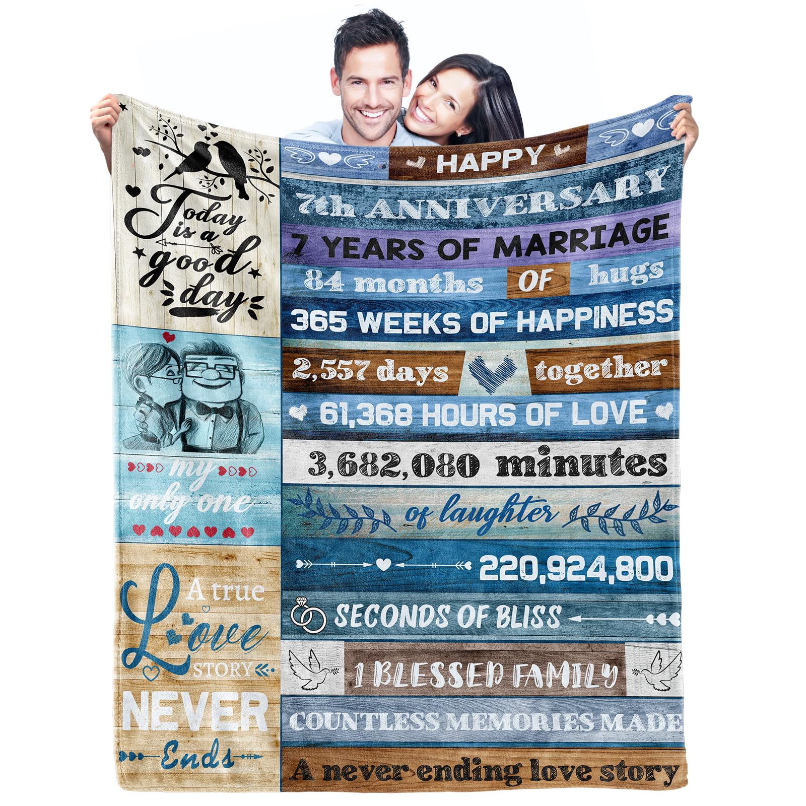YOWNICF 7 Year Anniversary Traditional Gifts for Her Him, Copper Gifts for 7th Anniversary, 7 Year Wool Anniversary Wedding Gifts, Best 7th Anniversary Blanket Present for Couple Wife Husband