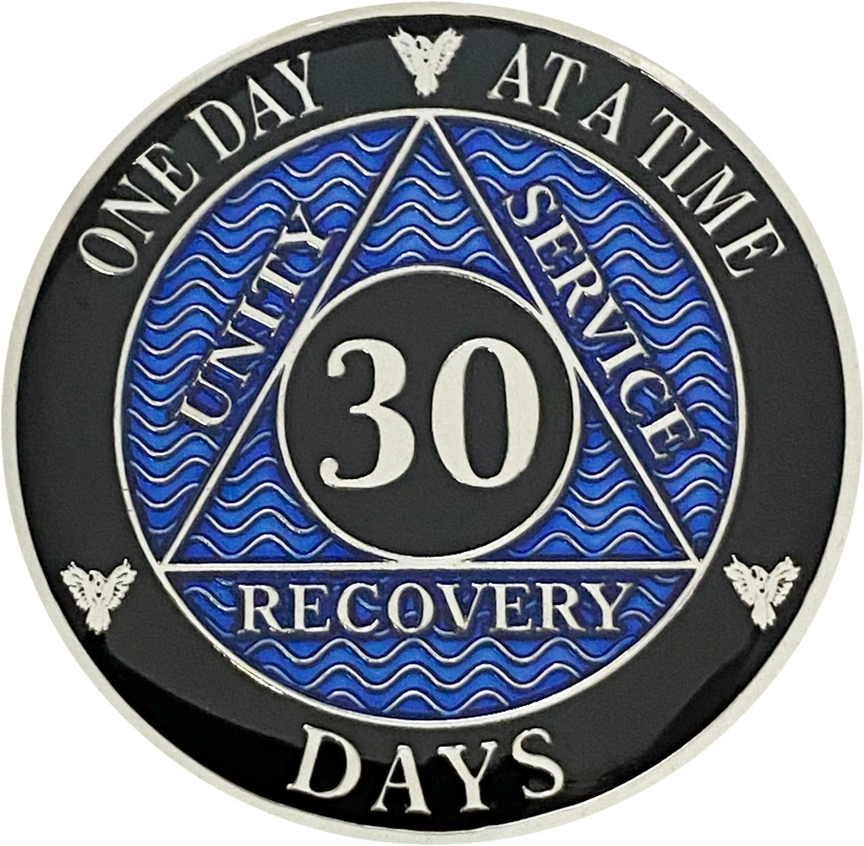 Simply MinimalAA 30 Days Silver Color Plated Coin, Alcoholics Anonymous Medallion