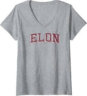 Womens Elon Phoenix Retro Arch Gray Officially Licensed V-Neck T-Shirt