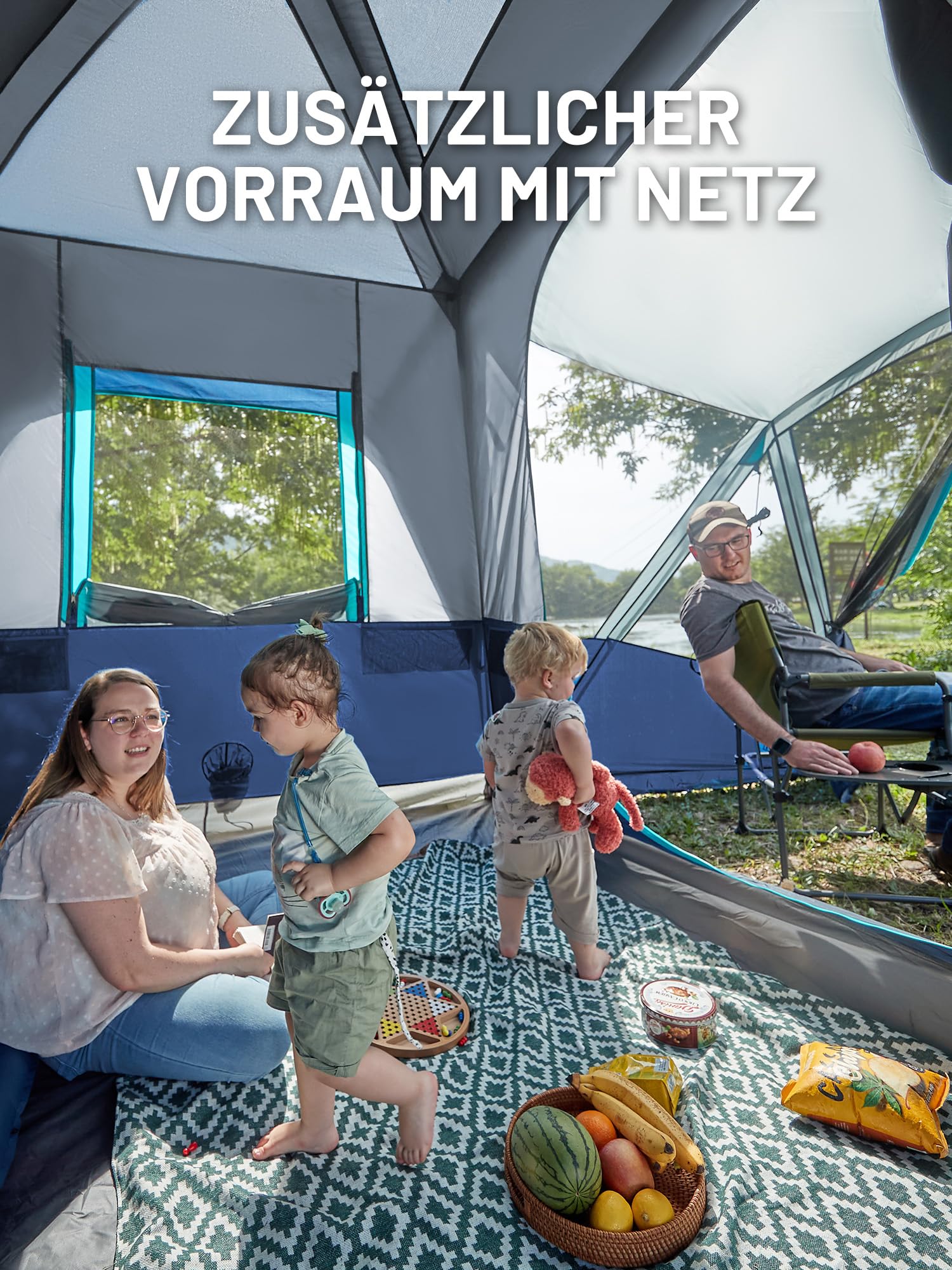 Timber Ridge Heckzelt Auto 5 Personen mit Sonnensegel Autozelt Heckklappe | 397cmx305cmx220cm 3000 mm Wasserdicht Camping Zelt SUV mit Vorzelt für Wohnwagen Familie Reise