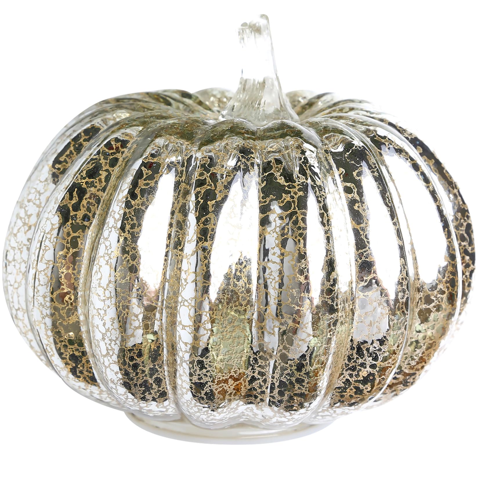 Glass Pumpkin Lights Battery-Powered Light Up Pumpkin with Timer Function Durable Tables Centerpieces Fall Decor for Halloween Thanksgiving Autumn Harvest Pumpkin Decorations Silver