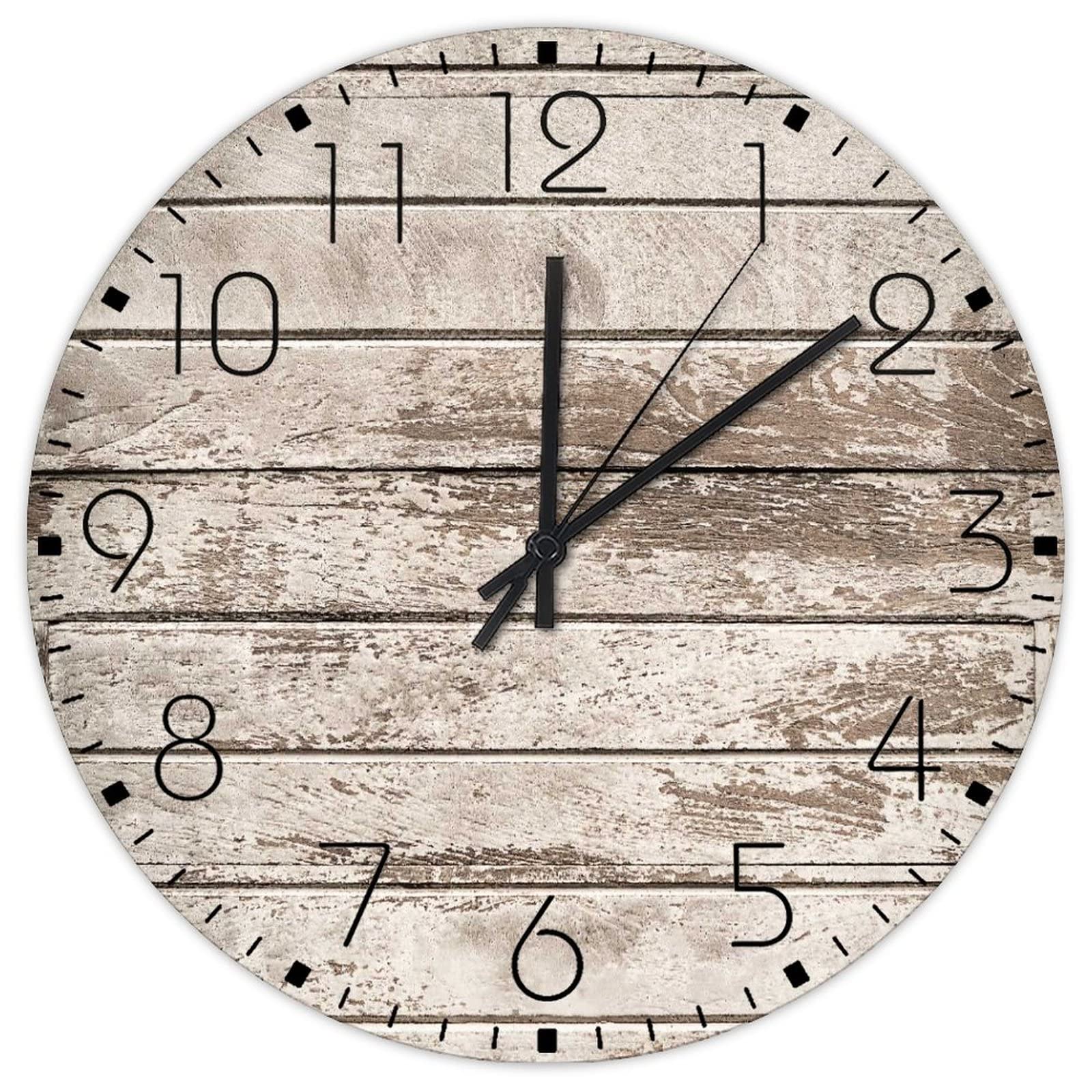 Horloge murale salle de conférence ronde sans tic-tac bois