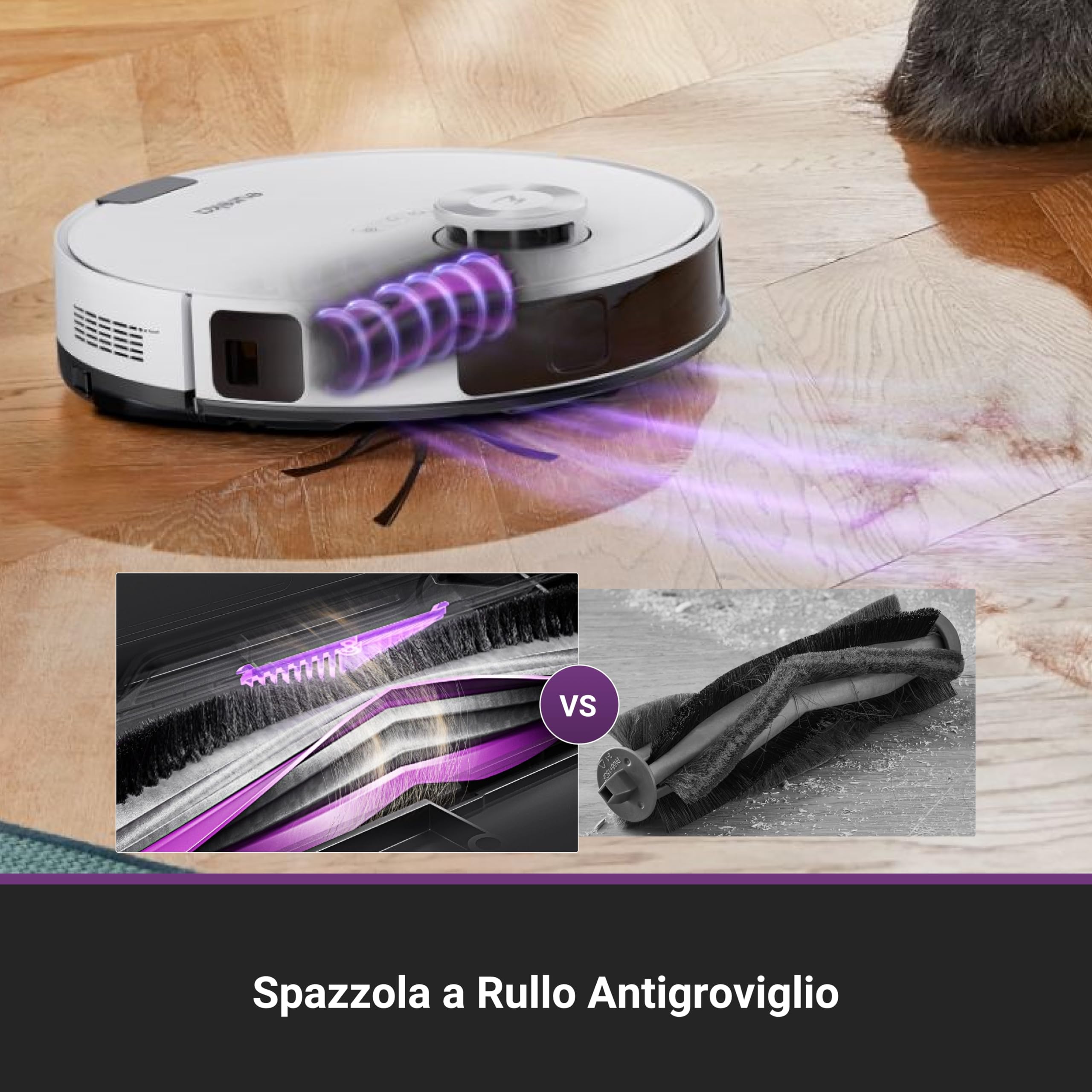 EUREKA E20 Evo Plus Robot Aspirapolvere e Lavapavimenti, 10.000Pa, Anti-Groviglio, 180min Autonomia, Mappatura LDS, Base Senza Sacchetto, Controllo Vocale, Bianco