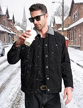 CRYSULLY Corduroy Jackets for Men Fleece Lined Jacket Warm Winter