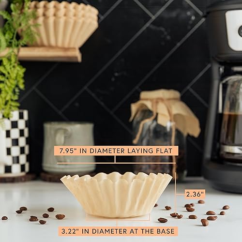 Miniatura 3 de Tupkee Filtros de café de 8 a 12 tazas, 1200 unidades, estilo cesta, filtro de café natural sin blanquear, fabricado en los Estados Unidos